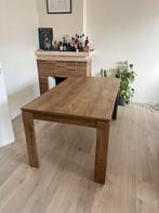 Massief ogende eettafel in houtlook – als nieuw!, Huis en Inrichting, Tafels | Eettafels, Ophalen, Zo goed als nieuw
