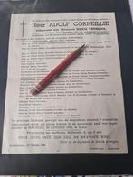 Rouwbrief + bidprentje adolf corneille x Marie Vanneste, Ophalen of Verzenden