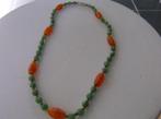 Vintage Ketting met amber/barnsteen en aventurijn -, Ophalen of Verzenden