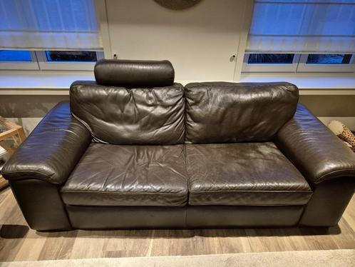 Comfortabele lederen zetels, Huis en Inrichting, Zetels | Zetels, Gebruikt, Rechte bank, Tweepersoons, 200 tot 250 cm, Leer, Ophalen