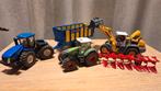 Siku 2 tractors, 1 wiellader en 2 aanhangers - schaal 1:50, Ophalen, Gebruikt, Hijskraan, Tractor of Landbouw, SIKU