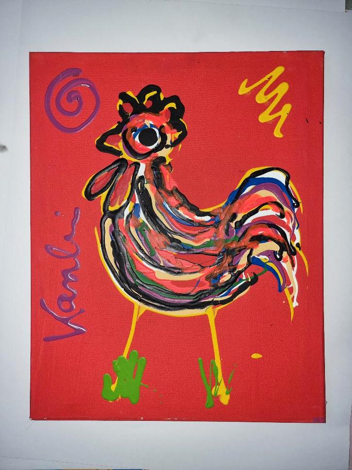 Origineel Jacob kanbier  4 Haantje op doek, Antiek en Kunst, Kunst | Schilderijen | Klassiek, Ophalen