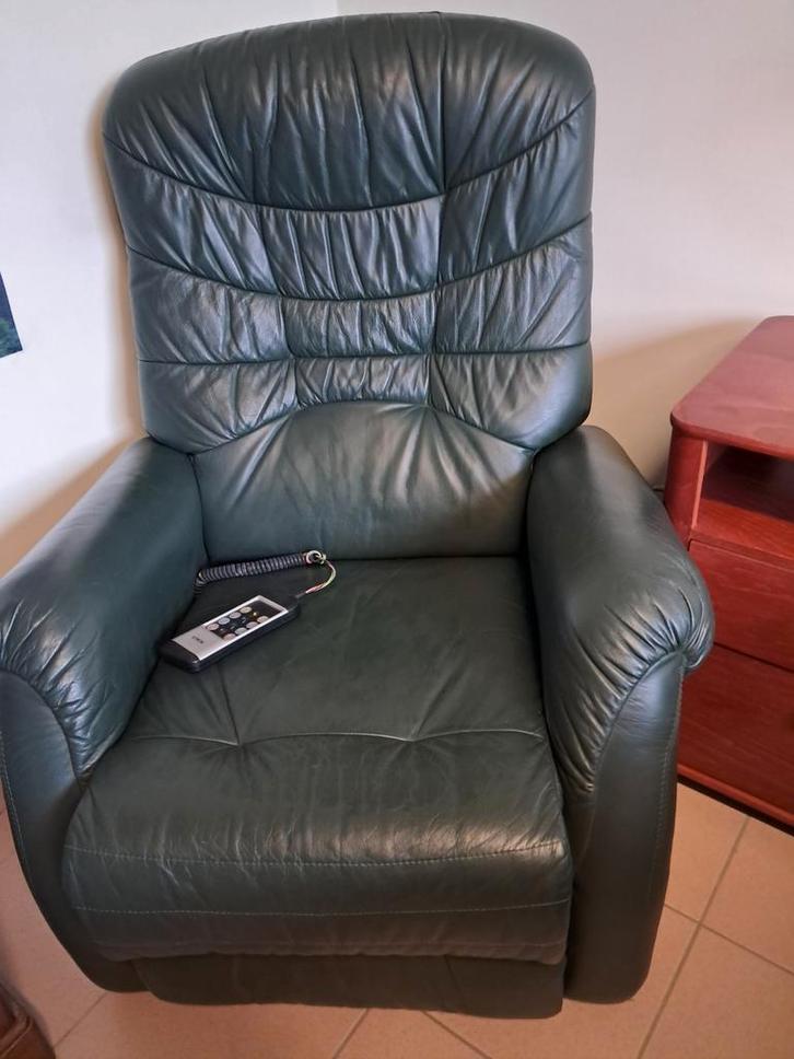 Relaxzetel Hukla met opstaanfunctie. Donkergroen., Maison & Meubles, Fauteuils, Enlèvement