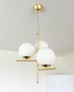 Art deco hanglamp goud met opaal glas, Zo goed als nieuw, 50 tot 75 cm, Art Deco, Ophalen