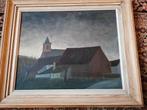 peinture Leon Van Den Bulcke de l église Spiennes, Antiquités & Art, Enlèvement ou Envoi