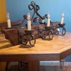 Lustre rustique en bois et fer forgé, Enlèvement, Comme neuf, Bois, Rustique