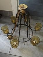 Metalen kroonluchter met 6 lampen, Classique, Zo goed als nieuw, Ophalen, Glas