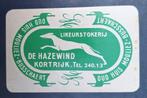 Speelkaart Kortrijk – Likeurstokerij Hazewind, groen C_104, Verzamelen, Ophalen of Verzenden, Gebruikt, Speelkaart(en)