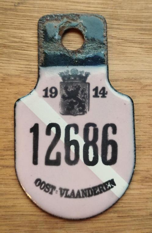 Geëmailleerde fietsplaat -Oost-Vl 1914, Verzamelen, Overige Verzamelen, Zo goed als nieuw, Ophalen of Verzenden