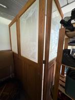 3 houten antieke deuren  met geëtst glas, Doe-het-zelf en Bouw, Deuren en Vliegenramen, Ophalen, Gebruikt, Glas, Binnendeur