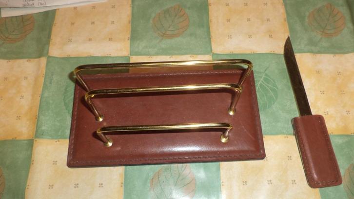 bureauset lederen houder en briefopener assortie enz, Diversen, Bureau-accessoires, Ophalen of Verzenden