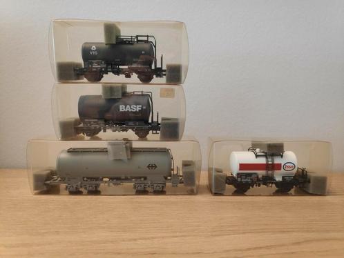 3 ROCO en 1 FLEISCHMANN HO ketelwagen DB SBB, Hobby en Vrije tijd, Modeltreinen | H0, Zo goed als nieuw, Wagon, Roco, Ophalen of Verzenden