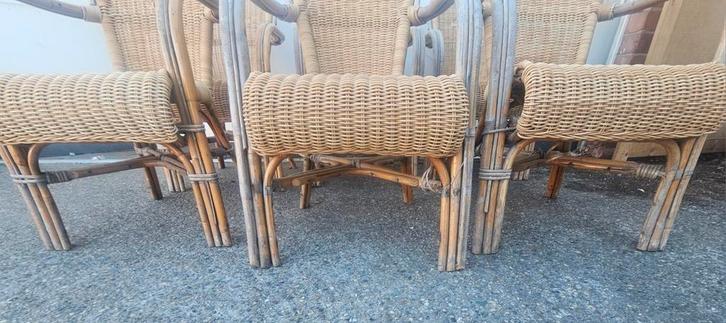6 rotan stoelen – mooi vlechtwerk – snel weg!, Huis en Inrichting, Stoelen, Gebruikt, Ophalen of Verzenden