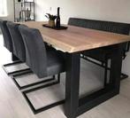 Nieuwstaat! massief eiken boomstamtafel, Huis en Inrichting, Tafels | Eettafels, Ophalen, Zo goed als nieuw