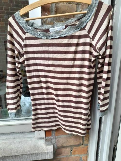 T-shirt met lange mouwen met boothals Cache Cache Maat 2, Kleding | Dames, T-shirts, Gedragen, Maat 36 (S), Bruin, Lange mouw