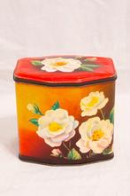 oude blikken doos met bloemen, Antiquités & Art, Antiquités | Accessoires de maison, Enlèvement ou Envoi