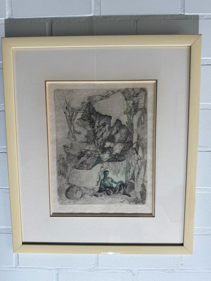 Burijngravure “Versterven” – Gustaaf De Bruyne (1968), Antiek en Kunst, Kunst | Etsen en Gravures, Ophalen