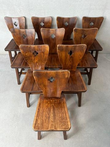 10x brutalist eiken stoel beschikbaar voor biedingen