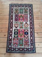 Handgeknoopt vintage tapijt met kleurrijke geometrische patr, Ophalen of Verzenden, Zo goed als nieuw, Overige materialen, Binnen