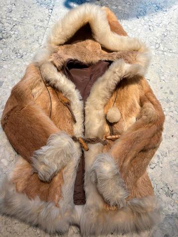 Vintage Kashani Natural Fox Tail Hooded Mouton shearling jas beschikbaar voor biedingen