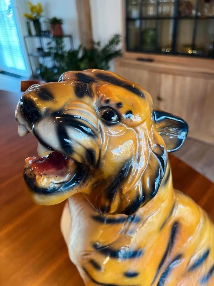 Italiaans Tijgerbeeld - Hollywood Regency, Antiek en Kunst, Kunst | Beelden en Houtsnijwerken, Ophalen