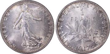 Pièce de 1 franc 1917 en argent semeuse 5g