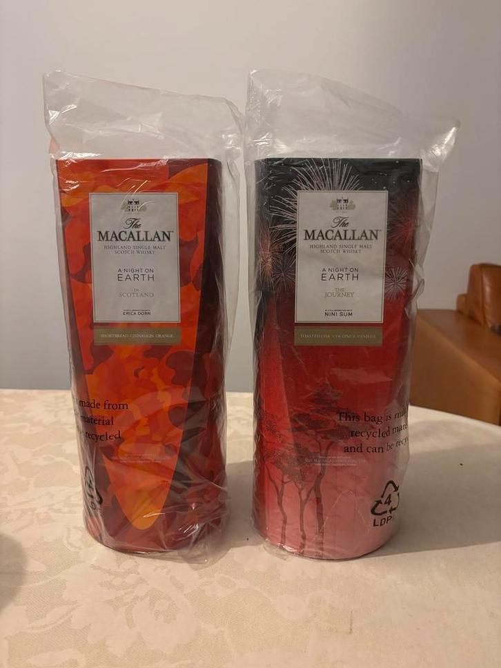 Macallan A Night On Earth x 2, Verzamelen, Wijnen, Nieuw, Ophalen