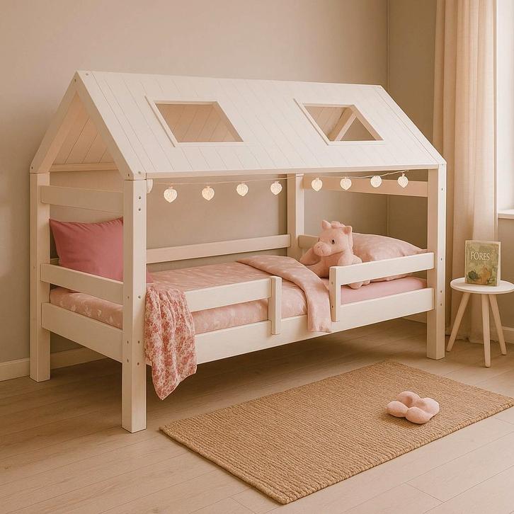 Kinderbed slaapkamer meubel huisje met dak stapelbed, Kinderen en Baby's, Kinderkamer | Stapelbedden en Hoogslapers, Zo goed als nieuw