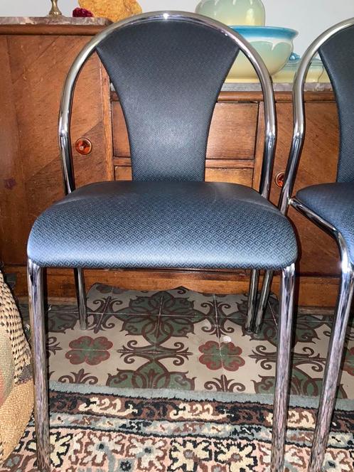 4 stoelen in chrome en leder, Huis en Inrichting, Stoelen, Zo goed als nieuw, Ophalen