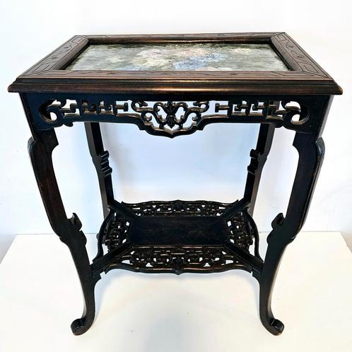 Antique Chinese  Side Table with Ceramic Top, 1890s, Antiek en Kunst, Antiek | Meubels | Tafels, Ophalen of Verzenden