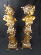 Paar grote antieke Art Nouveau bustes, Ophalen of Verzenden