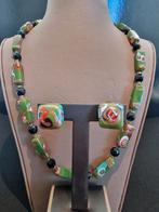 Vintage handgemaakte ketting met bijhorende clipoorbellen, Ophalen of Verzenden, Ketting