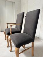 Set van 8 eetkamerstoelen - antraciete linnen stoffering, Huis en Inrichting, Ophalen, Zwart, Stof, Vijf, Zes of meer stoelen