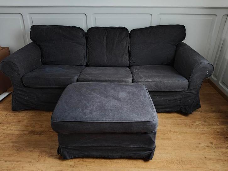 Ikea Ektorp 3zit met poef, Huis en Inrichting, Zetels | Zetels, Gebruikt, Rechte bank, Driepersoons, 200 tot 250 cm, 75 tot 100 cm