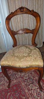 Set 6 Italiaanse stoelen – klassiek hout, chic - Vintage, Ophalen, Zo goed als nieuw, Stof, Italiaans Art Deco