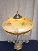 Weense tafel Lamp met Gemêleerde Opaline Glas Kap 1920, Ophalen of Verzenden
