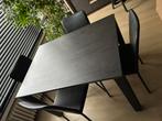 Table Verona (plateau en Basalte) + 4x Chaises cuir Grinta, 100 à 150 cm, Quatre personnes, Comme neuf, Enlèvement