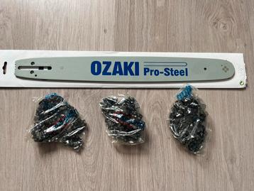 Ozaki zaagblad 45cm + 3 kettingen nieuw beschikbaar voor biedingen