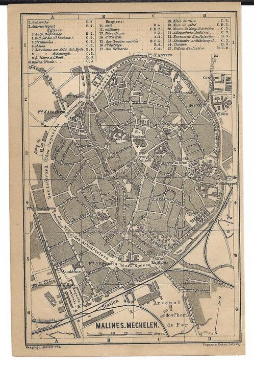 1900 - Mechelen stadsplannetje, Livres, Atlas & Cartes géographiques, Envoi