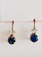 Antieke oorbellen met oud geslepen diamanten en saffieren, Ophalen of Verzenden, Met edelsteen, Goud, Goud
