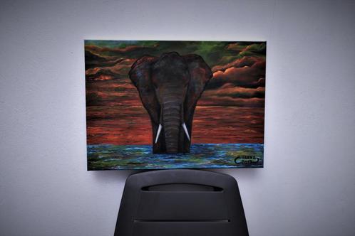 Elephant painting, gives joky kamo, Antiquités & Art, Art | Peinture | Moderne, Enlèvement