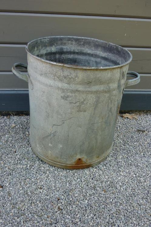 Zinken kuip te gebruiken als bloembak, Tuin en Terras, Bloembakken en Plantenbakken, Gebruikt, Metaal, Balkon, Tuin, 30 tot 60 cm