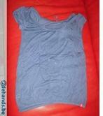 t-shirt dames petit, Manches courtes, Taille 36 (S), Bleu, Porté