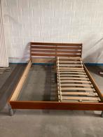 Bed 160op 2m met 2 verstelbare metalen lattoflex, Huis en Inrichting, Slaapkamer | Bedden, Ophalen, Bruin, Tweepersoons, 200 cm