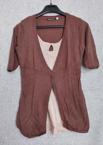 Blouse effet gilet brun fin taille 38/40 beschikbaar voor biedingen