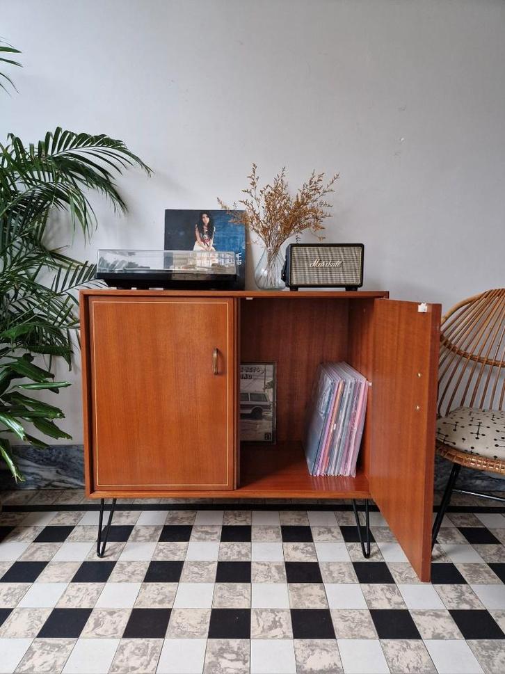 Vintage midcentury kast | platenspeler meubel | retro, Huis en Inrichting, Overige Huis en Inrichting, Gebruikt, Ophalen