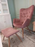 Roze fluwelen zetel met YORK-kruk, Ophalen, Overige materialen, Eenpersoons, Minder dan 75 cm