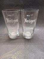 2 verres à bière Kruger Eeklo à facettes, Collections, Ustensile, Utilisé, Enlèvement ou Envoi