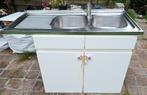 Oude dubbele keukenspoelbak inox met kraan, Huis en Inrichting, Keuken | Keukenelementen, Ophalen, Gebruikt