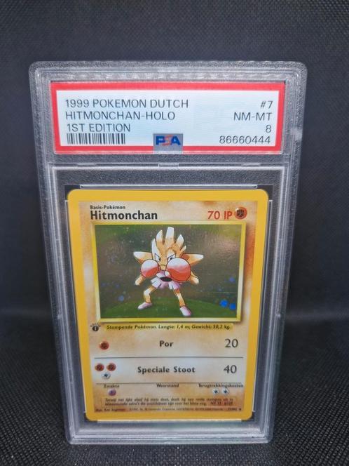 Hitmonchan Holo 1st Edition NL PSA 8, Hobby en Vrije tijd, Verzamelkaartspellen | Pokémon, Zo goed als nieuw, Ophalen of Verzenden